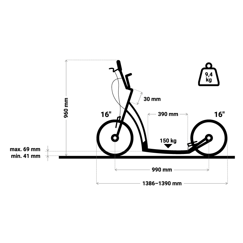 Vouwstep luchtbanden MIBO MASTR 16/16 DARK TURQUOISE
